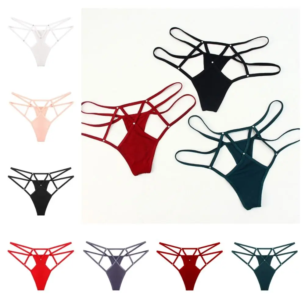 

Elastic Sexy Hollow Out Thongs Seamless Y2k Crystal Sexy G Strings Nylon Underpants Ice Silk Panties Underwear