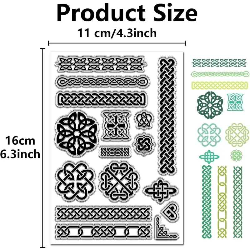Celtic Knot Clear Rubber Stamps Reusable Trinity Knot Frame Transparent Silicone Stamp Seals 2Pcs