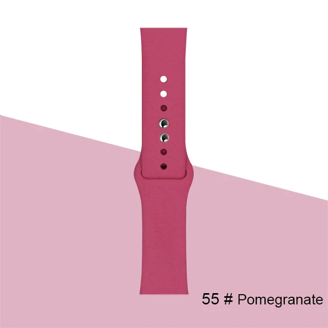 Silicone Strap For Apple Watch band 45mm 41mm 44mm 40mm 38mm 42mm Watchband Bracelet Correa For Iwatch Series 6 Se 5 4 3 7 Pomegranate-55