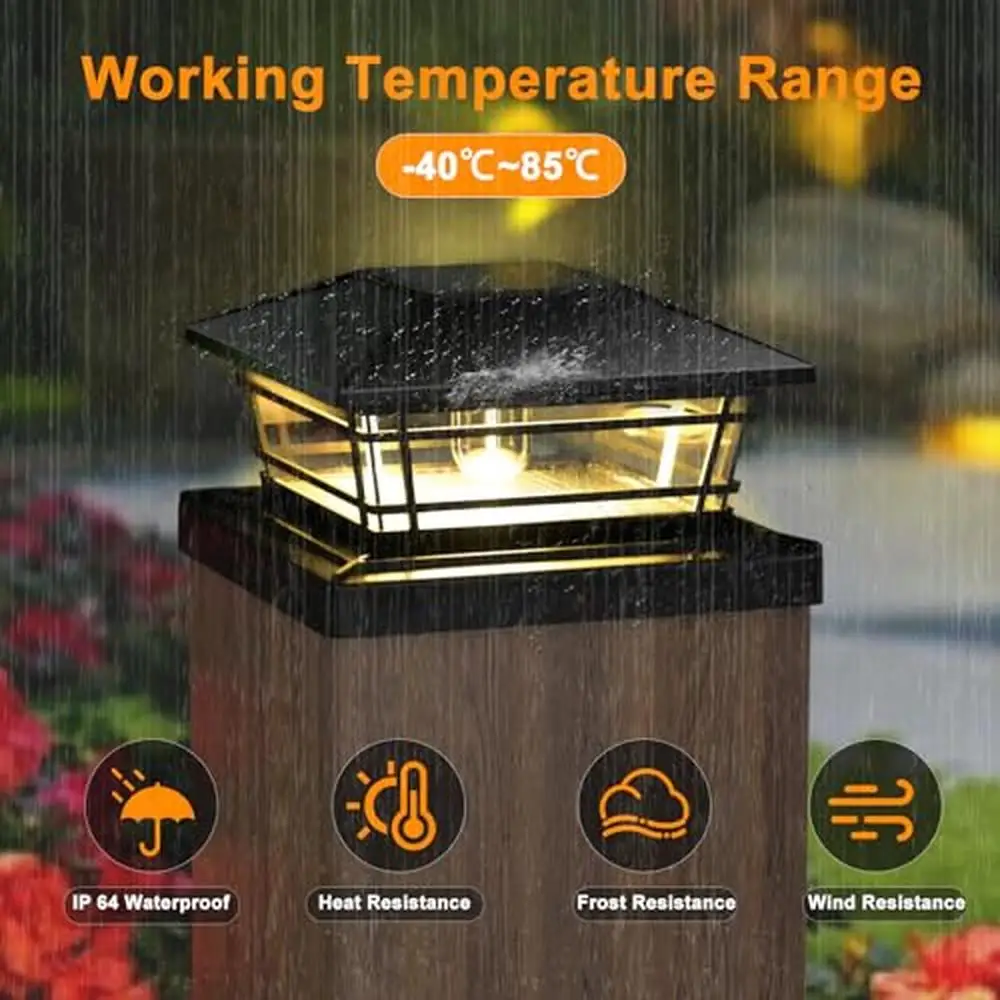 Outdoor Solar Post Cap Lights 8-Pack [LED Bulb 2 Brightness Modes] Waterproof Fence Post Lights 4x4 5x5 5.5x5.5 Wood Warm White