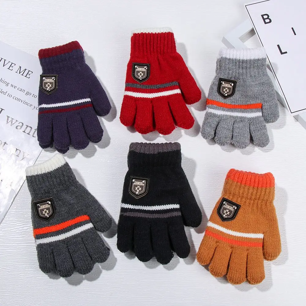 Kids Gloves Winter Full Finger Gloves Knitted Soft Children Mittens for 6-12Y Boys Girls Gloves Thick Keep Warm Autumn Glove