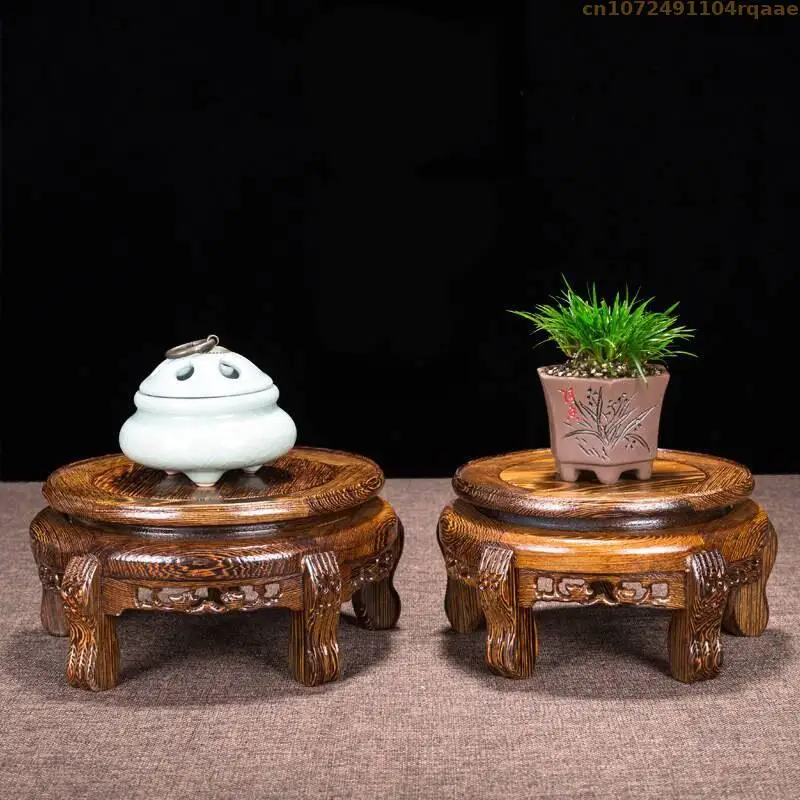 Solid Wood Handicraft Display Pedestal Mini Model Sculpture Base Flower Pot Vase Display Stand Plant Vase Base Classification
