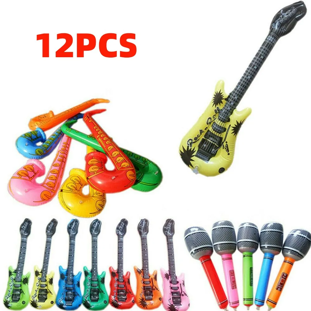 12Pcs Inflatable Instruments Toy Music Balloons Set Simulation Instrument Guitars Saxophones Microphones Party Toy Children Toys 6