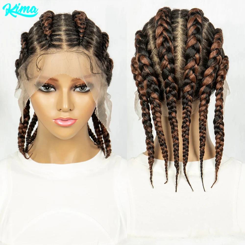 KIMA Full Lace Cornrow Box Braided Wig Synthetic Lace Front Wigs for Africa Women Men Braids Wig with Baby Hair Braiding Wigs lace front wig lace wigs womens synthetic wigs synthetic wigs