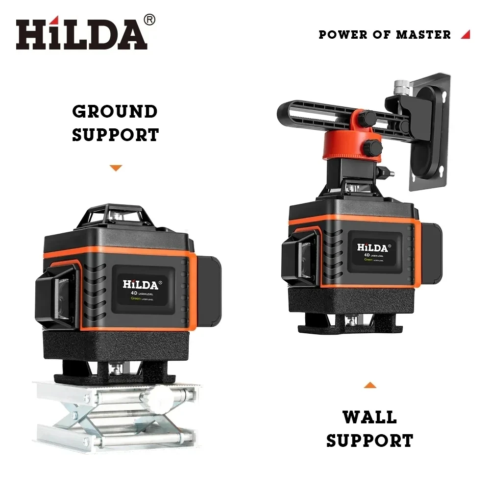 Laser Level HILDA 16/12Lines 4D Laser Level Green Line Self-Leveling 360 Horizontal And Vertical Green Beam
