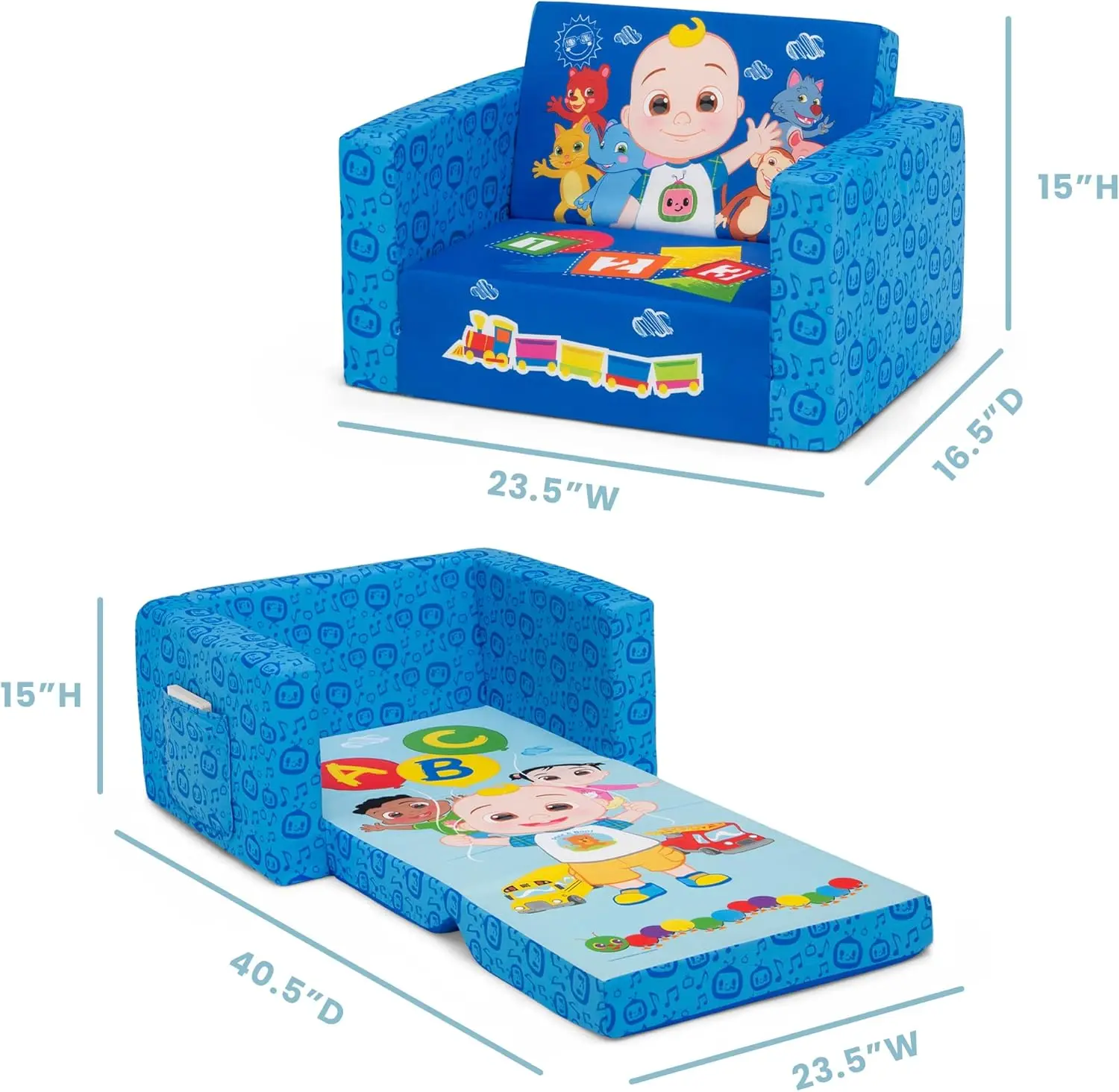 Flip-Out Chair - 2-in-1 Convertible Sofa to Lounger for Kids 3