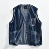 High-End Retro Washed Denim Workwear Vest for Men with Multiple Pockets V-Neck Autumn Seasonal Style Loose Fit Chinese Origin