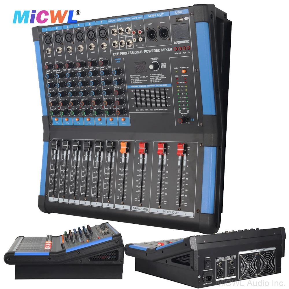 전문가용 6채널 1200W 파워 앰프 오디오 믹서 사운드 믹싱 콘솔 USB 48V 블루투스 모니터 BG600