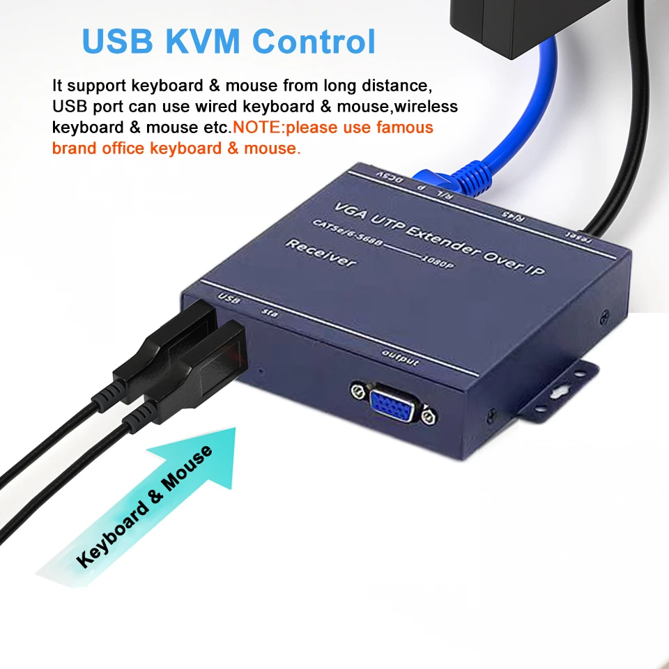 200m IP Network VGA KVM Extender RJ45 VGA Extender USB Over Cat5 Cat5e Cat6 Cabl