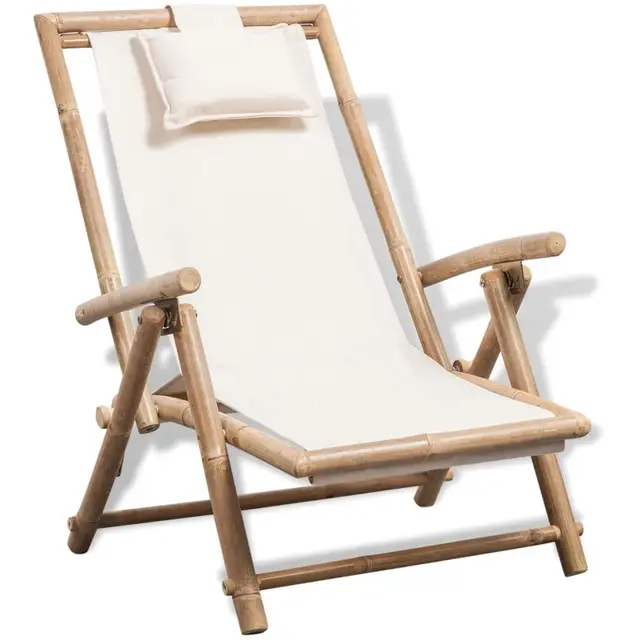 Luxury Bamboo Outdoor Deck Chair - Comfortable Folding Lounge Chair for Patio & Garden - Image 2