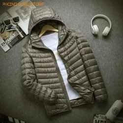 New Brand Autumn Winter Light Down Jacket Men's Fashion Hooded Short Large Ultra-thin Lightweight Youth Slim Coat Down Jackets