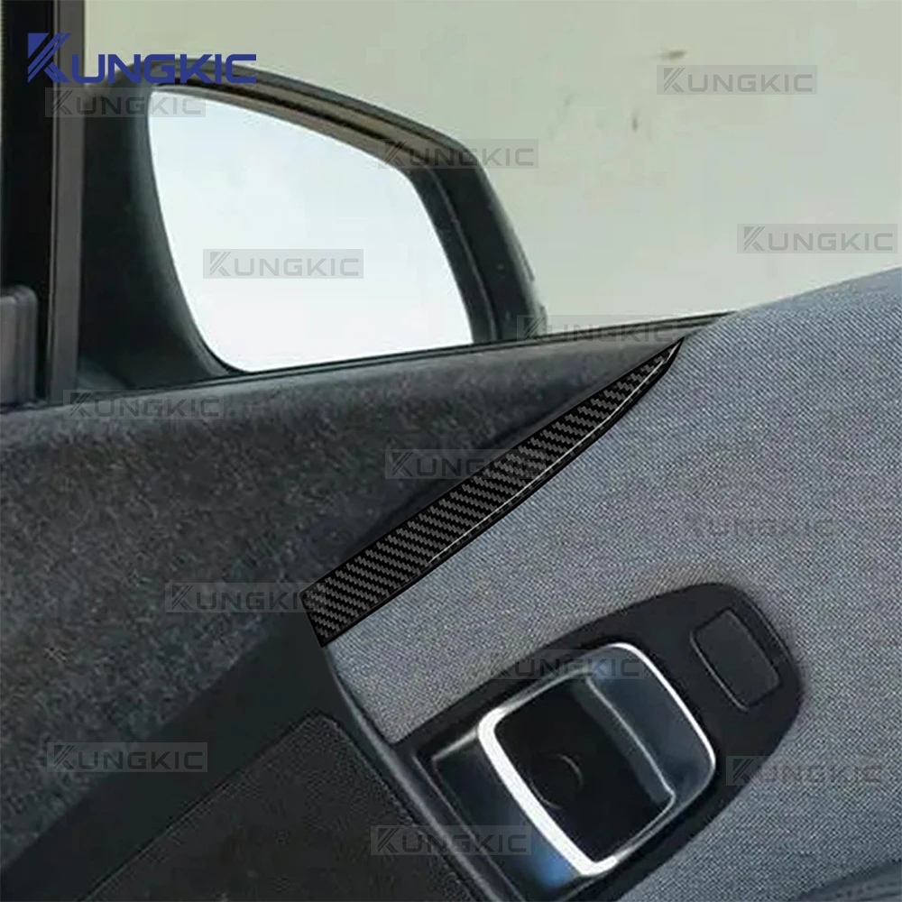 BMW i3 2013, 2014, 2015, 2016, 2017, 2018, 2019, 2020, 2021, 2022용 리얼 소프트 카본 파이버 도어 스피커 위 데코 트림 패널 스티커