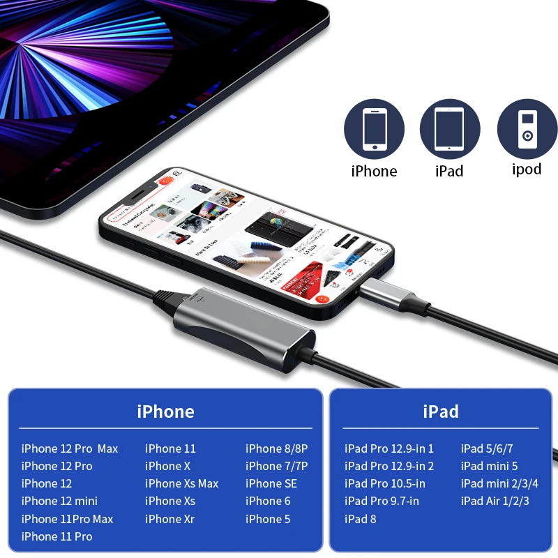 Ethernet Port Lightning Connector To Ethernet Ipad Lan To