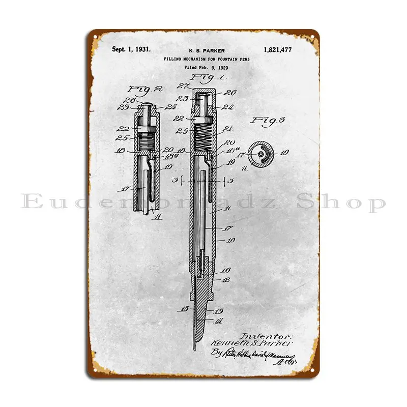 

No401 Fountain Pen Metal Sign Garage Design Cave Home Wall Cave Tin Sign Poster