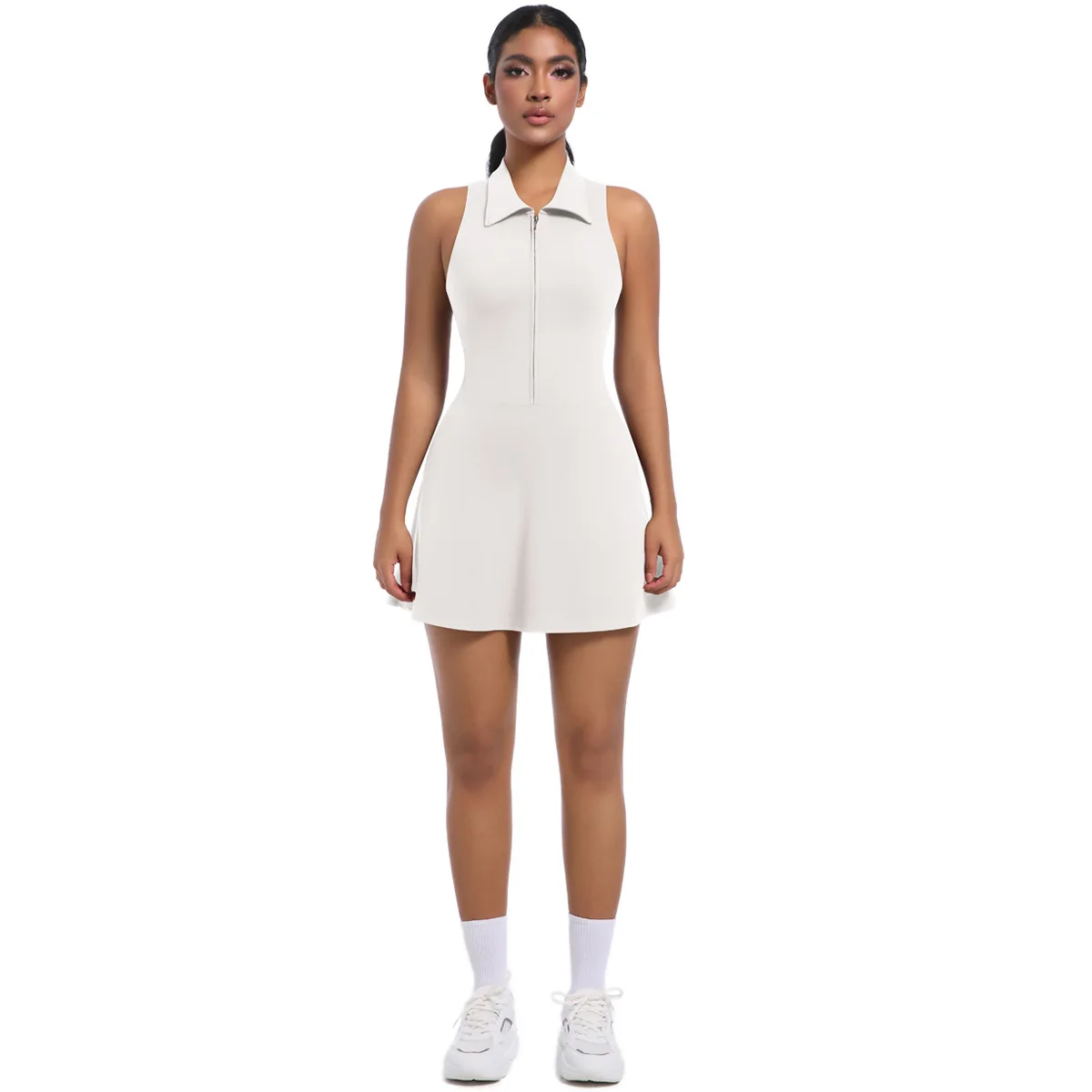 New Skinny Slimming High Waist Lapel Sports Dress Running Golf Tennis Yoga Clothes Suit Women