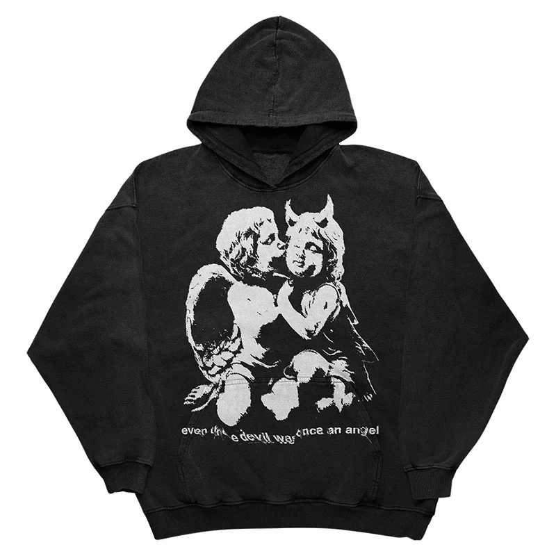 

Y2K Hoodies Mens and Womens Sweatshirts Graphic Angel Printed Aesthetic Super Hoodies Fashion Vintage Hip Hop Punk Street Sweat