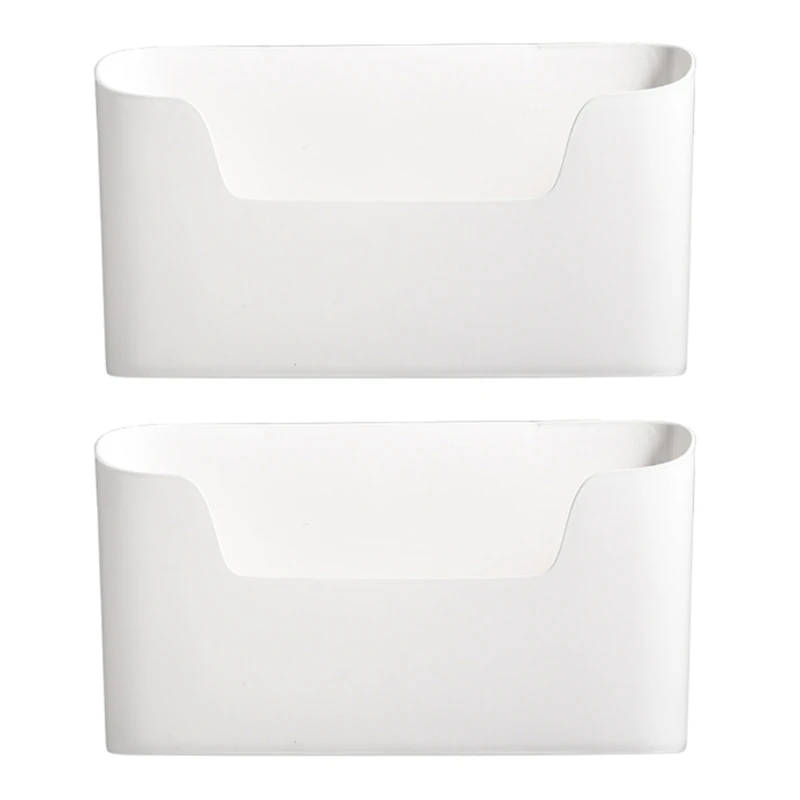 

Pack of 2 Wall Mounted Storage Shelf Efficient Plastic Wrap Storage Box Self Adhesive Organizers Rack for Cabinet Door
