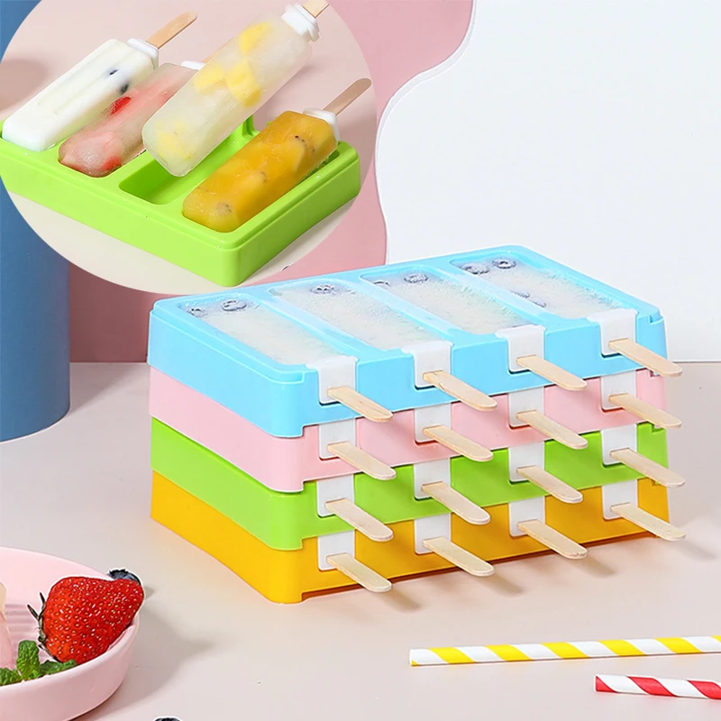 DIY Silicone Popsicle Mold Striped Ice Cream Stick Maker Kitchen