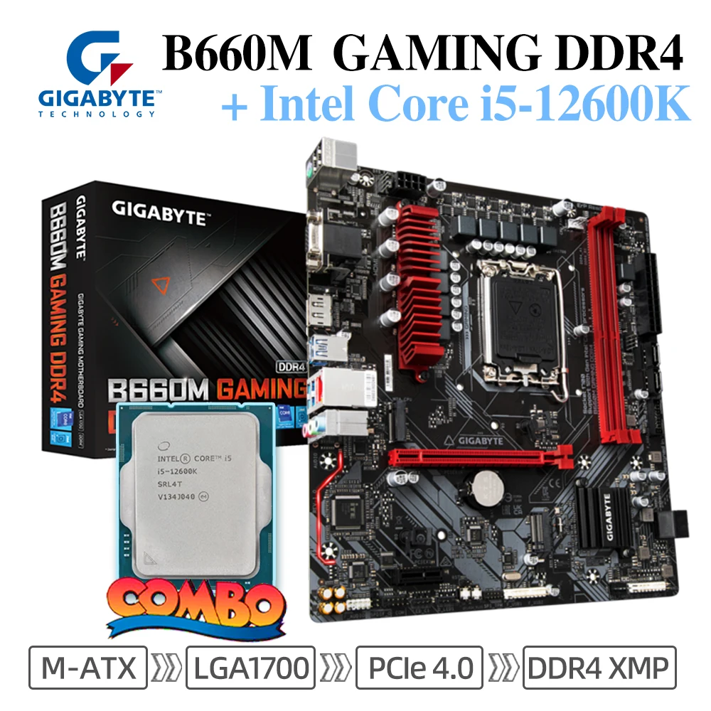 Gigabyte B660M GAMING DDR4 Motherboard Set Intel Core i5 12600K CPU LGA