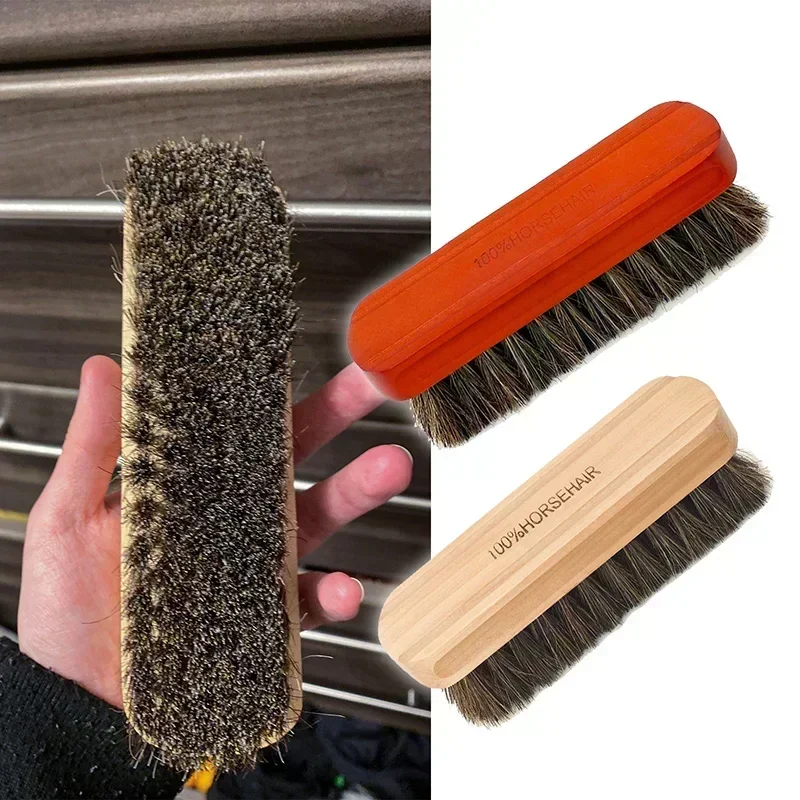 Genuine Horsehair Wooden Brush Car Detailing Polishing Brush Seat Handle Dashboard Roof Cleaning Premium Car Wash
