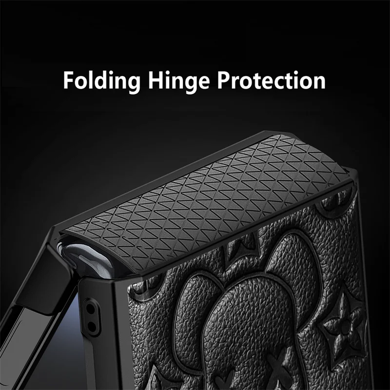 Cute Bear Folding Screen Phone Case for Samsung Z Flip 7 3 4 5 6 Folding Hinge Center Axis Case Film Integrated Phone