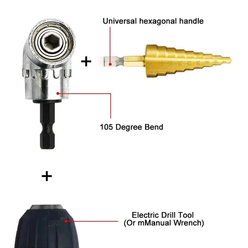 105° Right Angle Screwdriver Attachment - Electric Drill Corner Adapter for Tight Spaces,Extension Tool with Universal Chuck