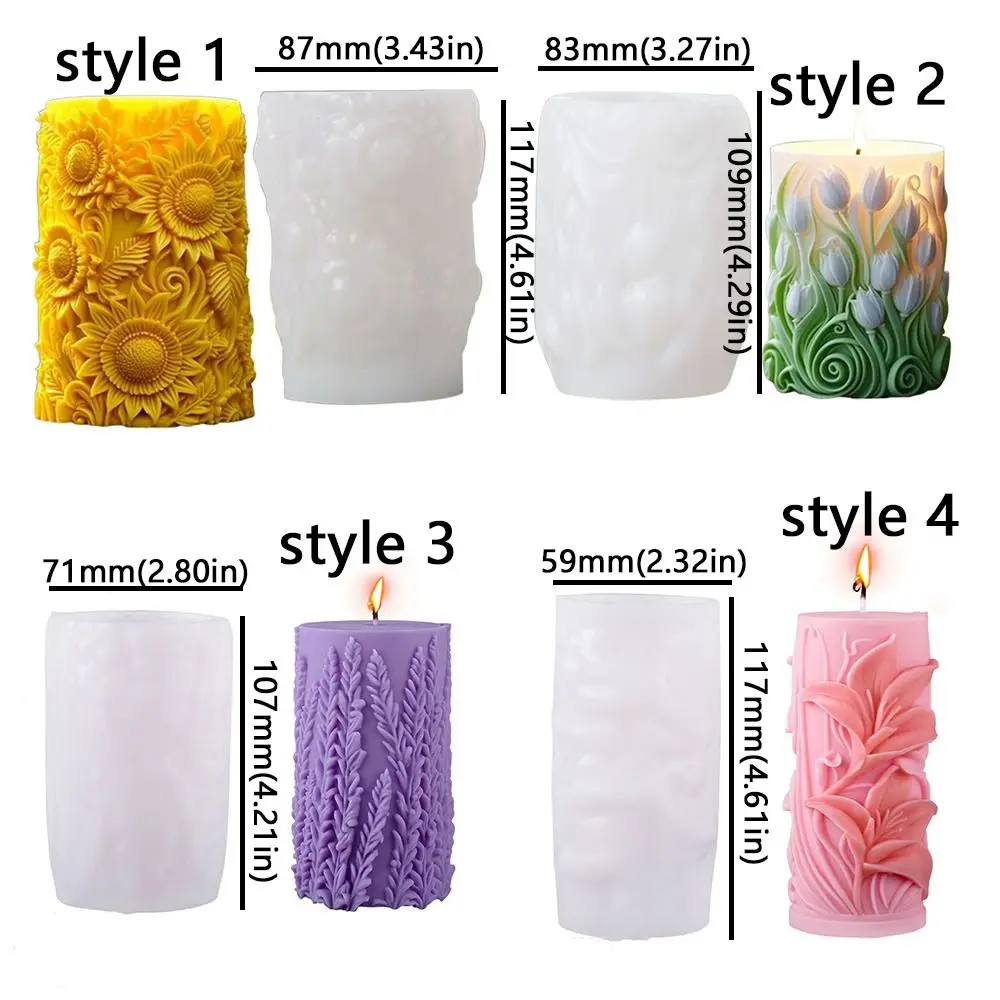 Non-Stick Candle Silicone Mold 3D Carved Pattern Flexible Aromatherapy Mold Blossoming Flower DIY Resin Crafts Epoxy Resin Mold