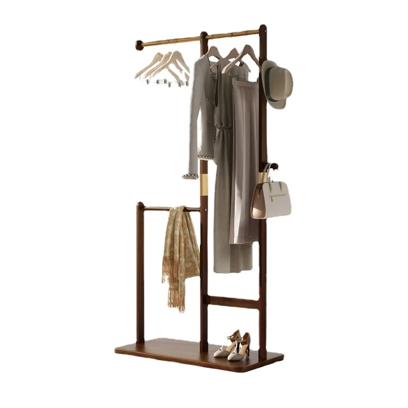 

Qf Floor Bedroom Hanger Solid Wood Multi-Functional Hallway Coat Rack