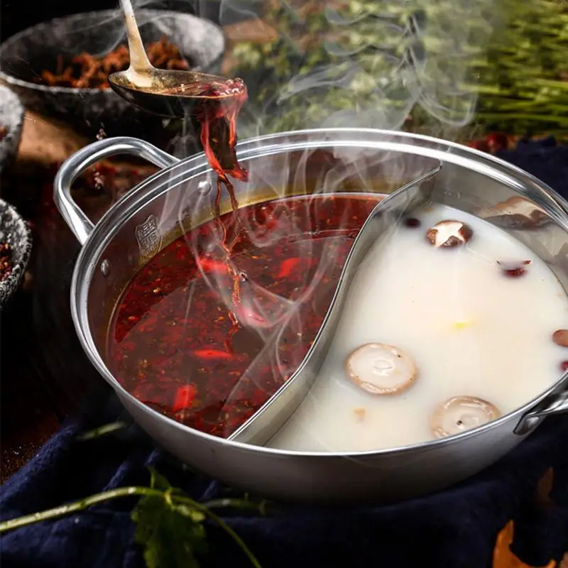 

Mandarin Duck Hot Pot Home Stainless Steel Hot Pot Hot Pot With Divider For Induction Cooktop Stove Mandarin Duck Pot 2 Grid 2