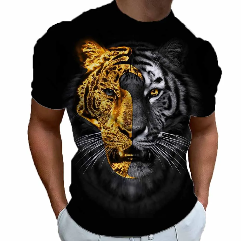 

Summer Retro T-Shirt Animal 3d Print Fashion tiger Pattern Short Sleeve Top Casual O-neck Oversized Streetwear ​T Shirt For Men