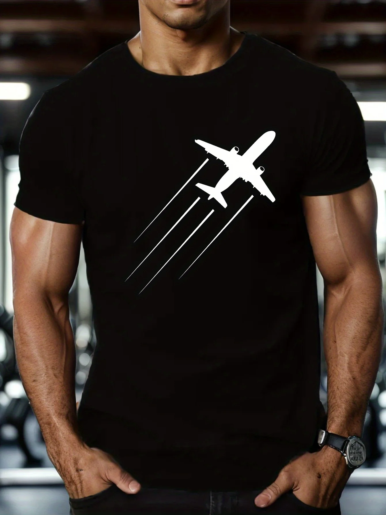 تي شيرت رجالي صيفي 100 من القطن الخالص كاجوال رياض...