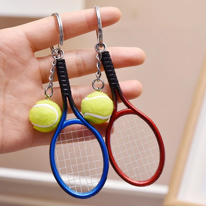 Tennis Accessories Tennis Racket Keychain Cute Sport Mini Keychain car 6 color Pendant Keyring Sports Key Chain Gifts