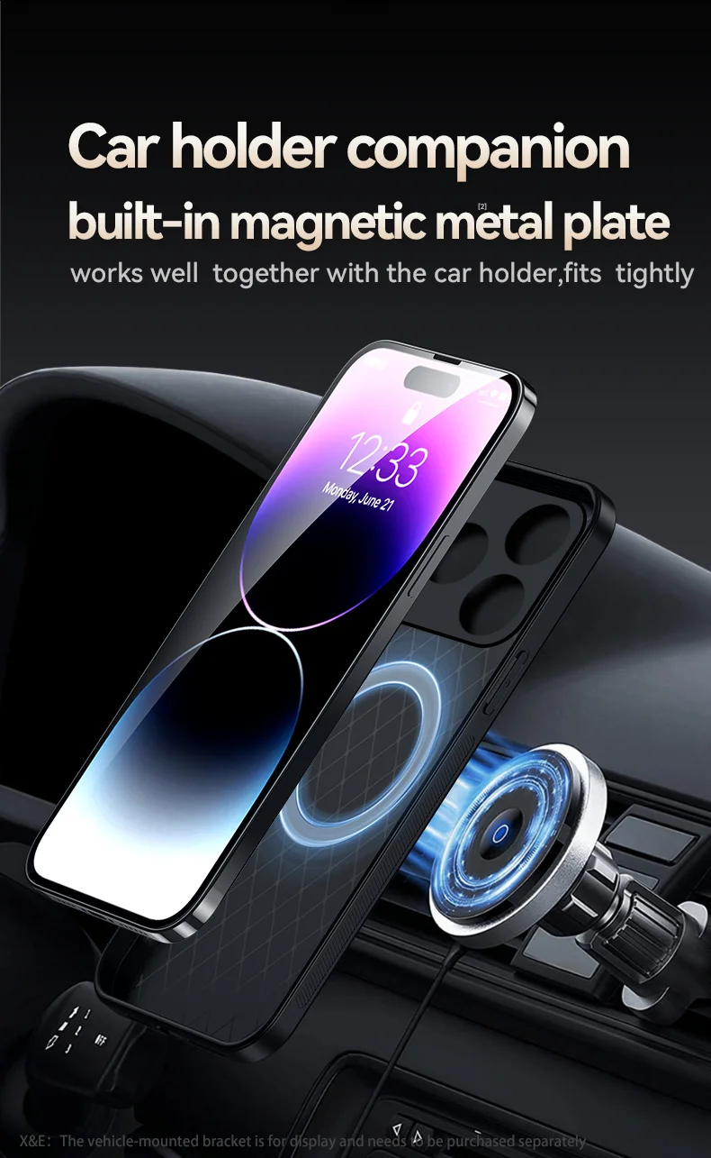 Magnetic Leather Back Case for iPhone 17 & 16 Series – Premium Protective Car Holder Phone Cover