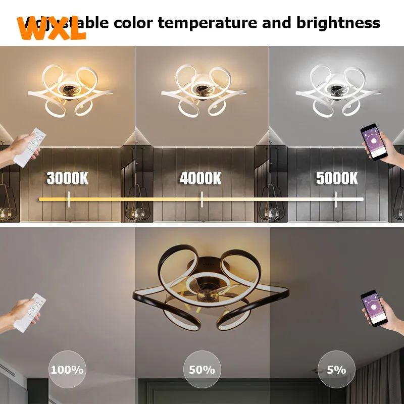 Modern led lamp with ceiling fan without blades bedroom ceiling fan with remote control fans light indoor lighting