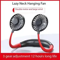 USB Portable Cold Fan Hands Free Neck Hanging Rechargeable Mini Sports3-Speed Adjustable Neck Dual Fan Home OfficeOutdoor Travel 2