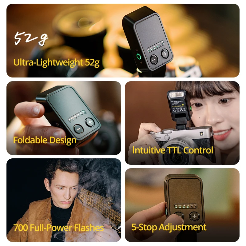 Viltrox Vintage Z2 미니 TTL 온카메라 플래시 접이식 퀵 마운트 핫슈 캐논 니콘 후지필름용 경량 스피드라이트