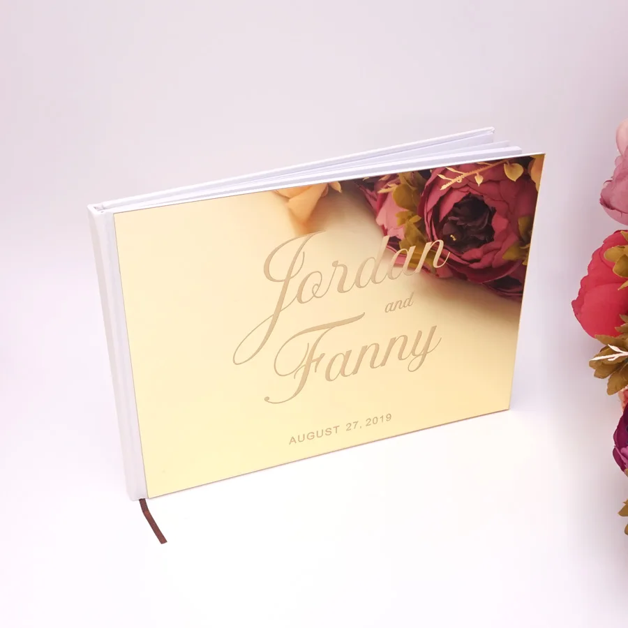 Personalized Wedding Groom And Bride Name Signature Guestbook Acrylic Cover For Memorial Gifts Sign In Book