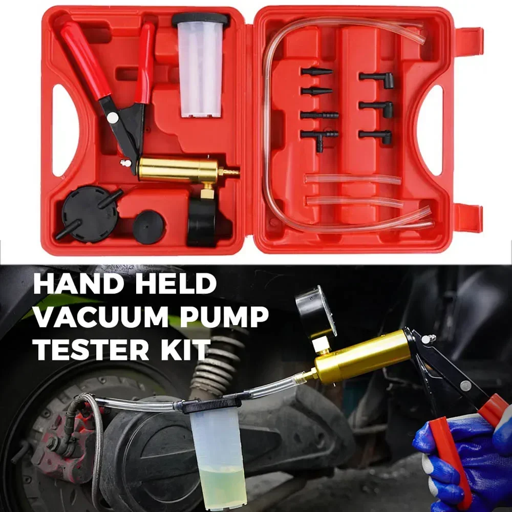 Manual Brake Bleeder Vacuum Pump Kit 2 in 1 Automotive Fluid Tester for Car Truck brake bleeder kit