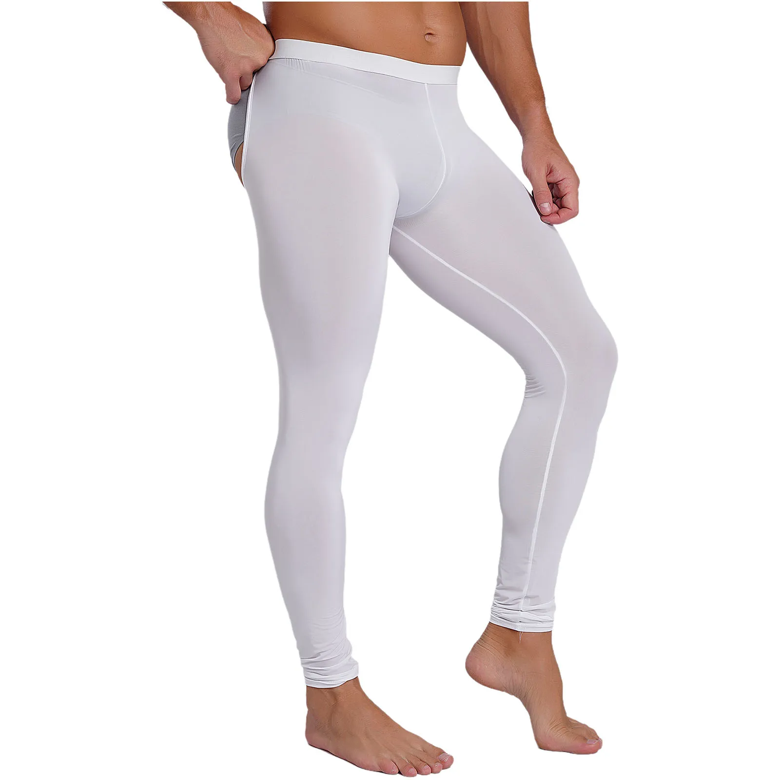 Sexy Low Waist Open Butt Leggings Back Cutout Pants Solid Color Elastic Waistband Skinny Pants Tights Lingerie Exotic Nightwear