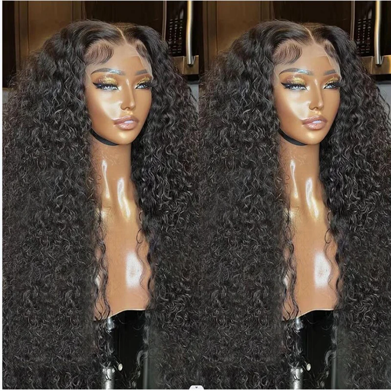 

Natural Black Kinky Curly 26Inches Long Lace Front Wig 180%Density Glueless BabyHair Preplucked Heat Temperature Daily Cosplay