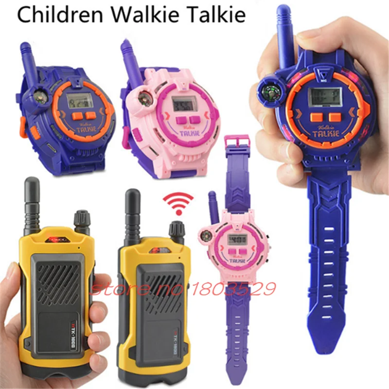 Outdoor Children Interaction Toys Watch Interphone 200M Remote Intercom LED Lights Built In Compass Wrist Watch Walkie Kids Toy 6