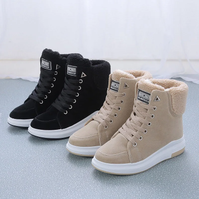 Women Shoes Fashion Botas Mujer Winter Warm Ankle Short Boots Female Footwear Lace Up Flat Platform Casual Ladies Shoes New