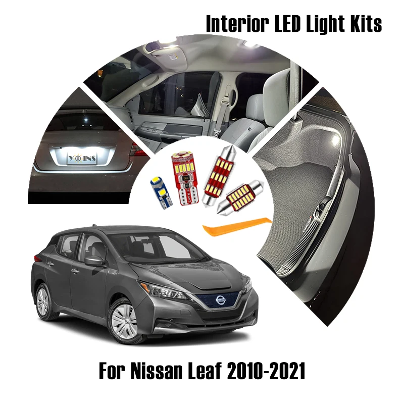 

Auto Bulb Kit Car LED Interior Light for Nissan Leaf ZE0 ZE1 2010-2016 2017 2018 2019 2020 2021 White Map Dome Trunk Lamp Canbus