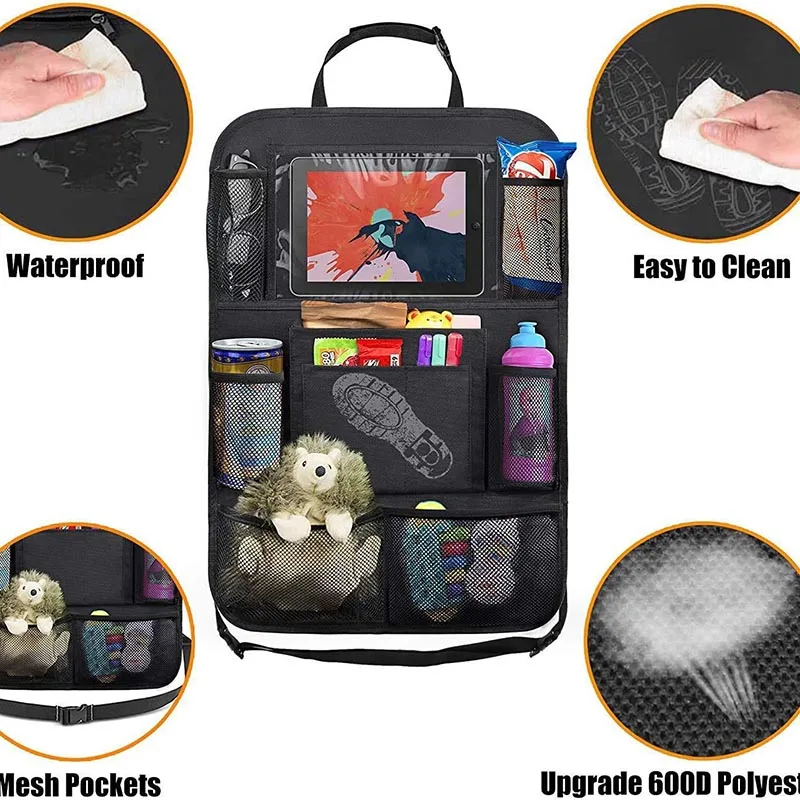 Car Seat Back Pocket Storage Bag Car Multi-functional Storage Bag with Tablet Holder 3