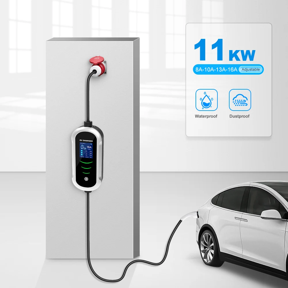 EV ޴  Ÿ 2 GBT  , EVSE ڽ, 16A 11KW, 3    ڽ, 55mm CEE ÷