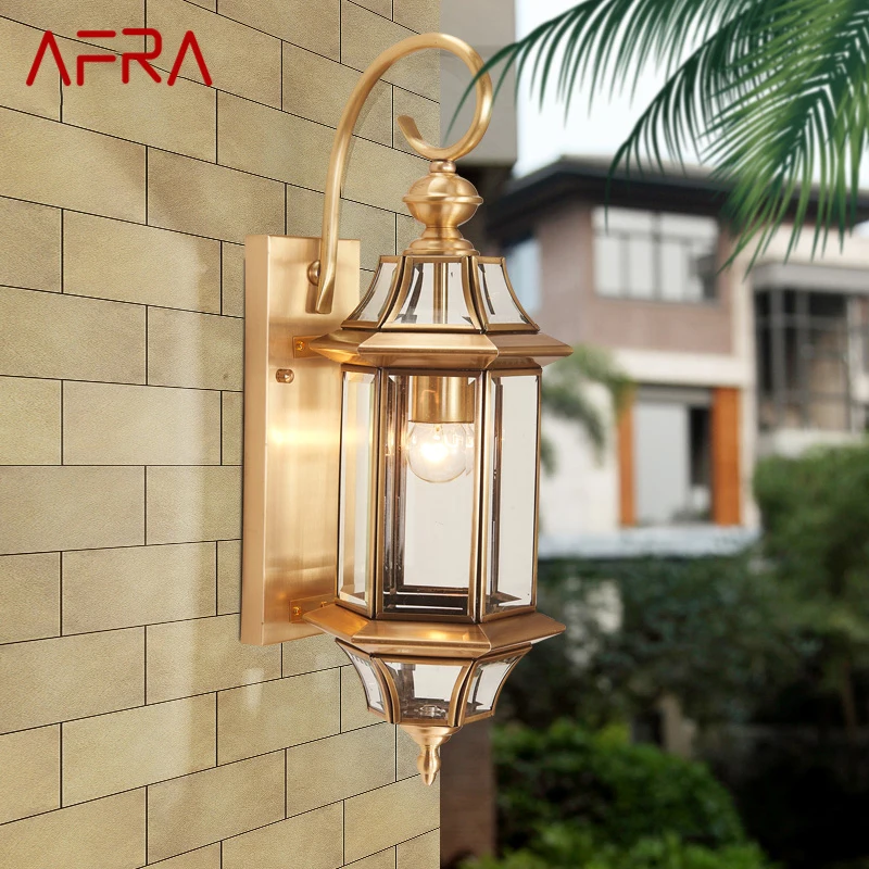 AFRA 현대 야외 황동 벽 램프, IP 65, 창의적인 디자인, LED 구리 스콘스 조명, 홈 발코니용 장식