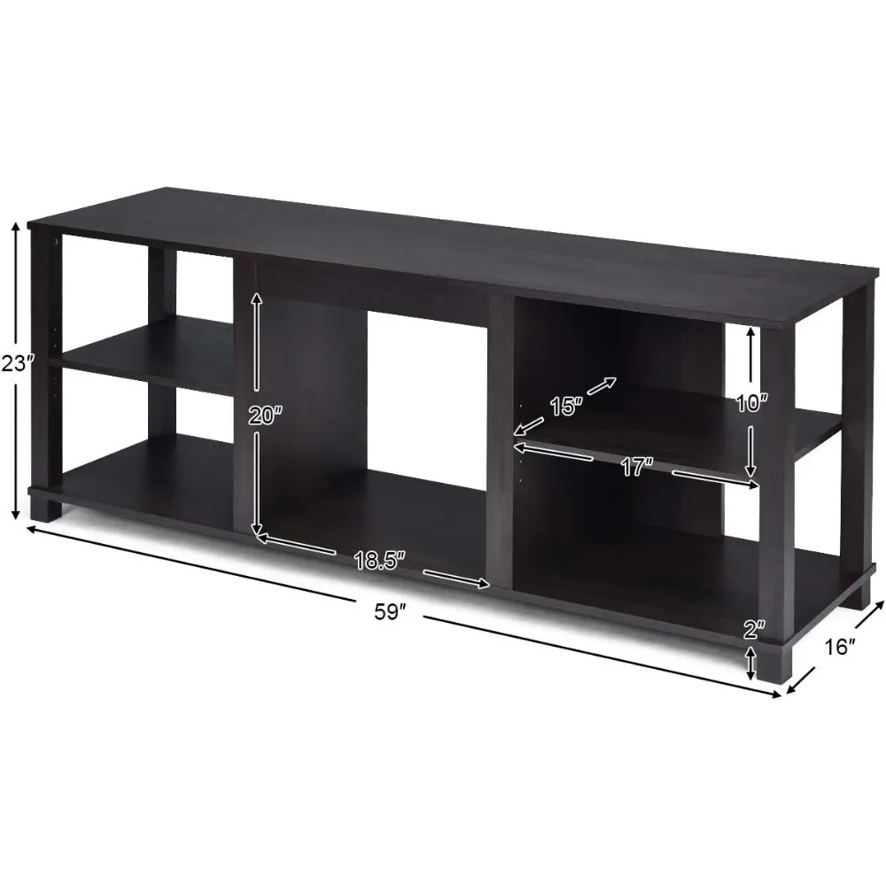 2-Tier TV Stand, Modern Entertainment Centers with Adjustable Shelves, Suitable for 18" Electric Fireplace (Not Included) 5