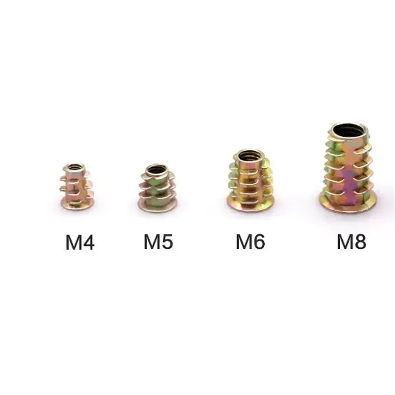Threaded Insert Nut E-nut M4 M5 M6 M8 Set Kit 75pcs For Wood Furniture Bed Cabinet Table Embedded Hex Hexagon Socket Head