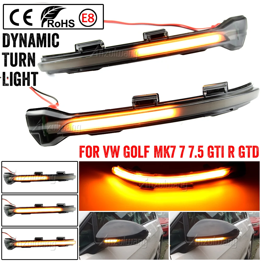 

2 Pieces Side Mirror Indicator Dynamic Blinker LED Turn Signal Light For VW Golf 7 MK7 7.5 GTI R Sportsvan Touran L II