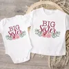 Flowers Wreath Print Big Sister Little Sister Family Matching Outfit Kids Clothes Short Sleeve T Shirt Baby Bodysuit Kids Romper 4
